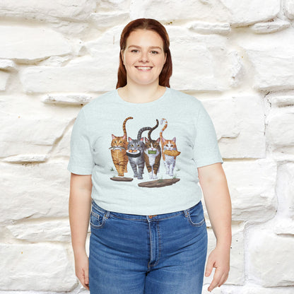 Four Cats' Feast: Feline Food Frenzy T-Shirt for Men & Women | 100% Cotton*