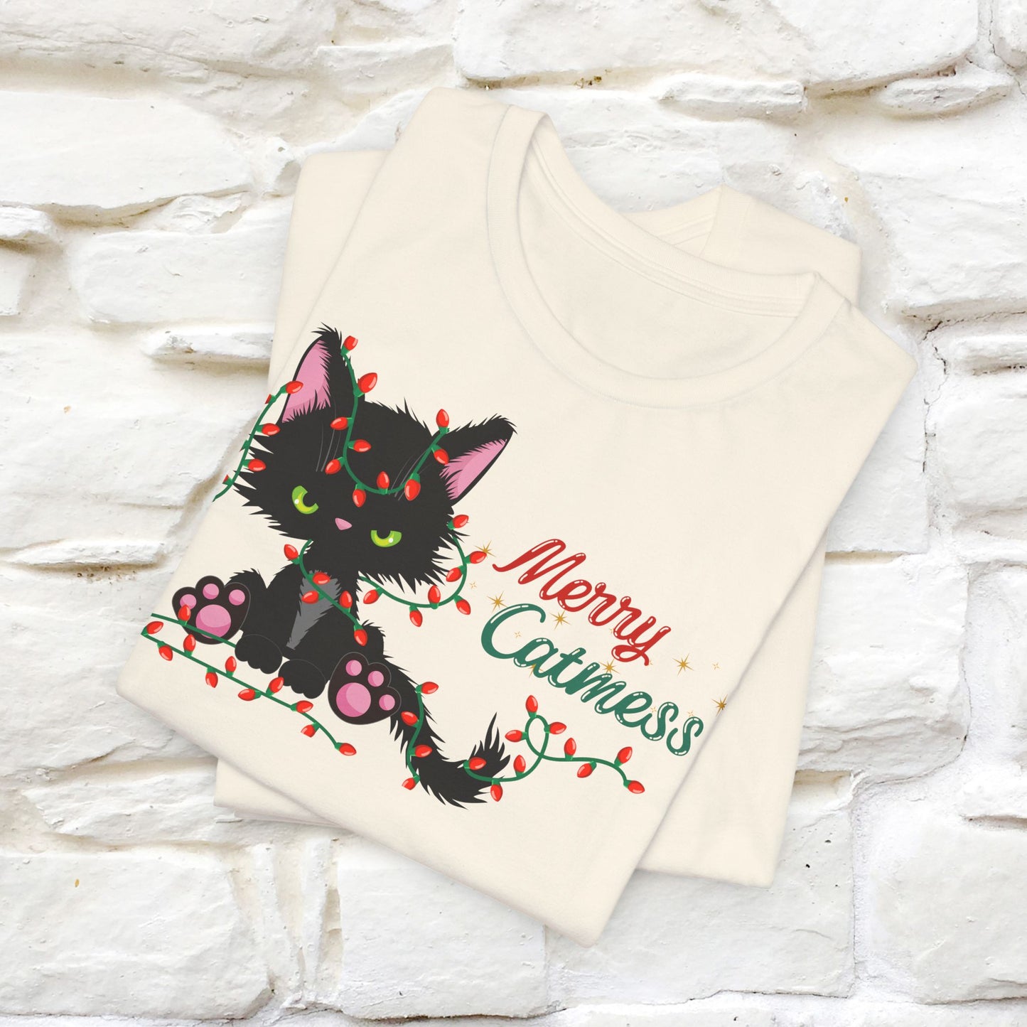 Merry Catmess Cat T-Shirt | Funny Christmas Cat Shirt for Men & Women | 100% Cotton