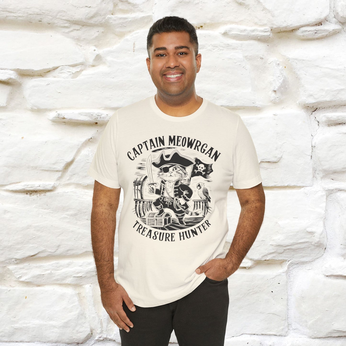 Captain Meowrgan Treasure Hunter T-Shirt | Adventure Cat Tee for Men & Women | 100% Cotton*