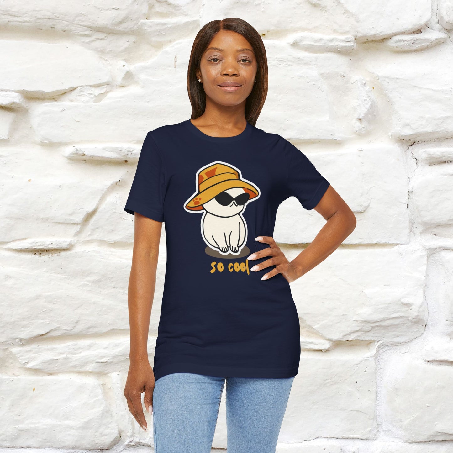 "So Cool" Cat T-Shirt for Men and Women | 100% Cotton* | Trendy Cat Apparel for Cat Lovers