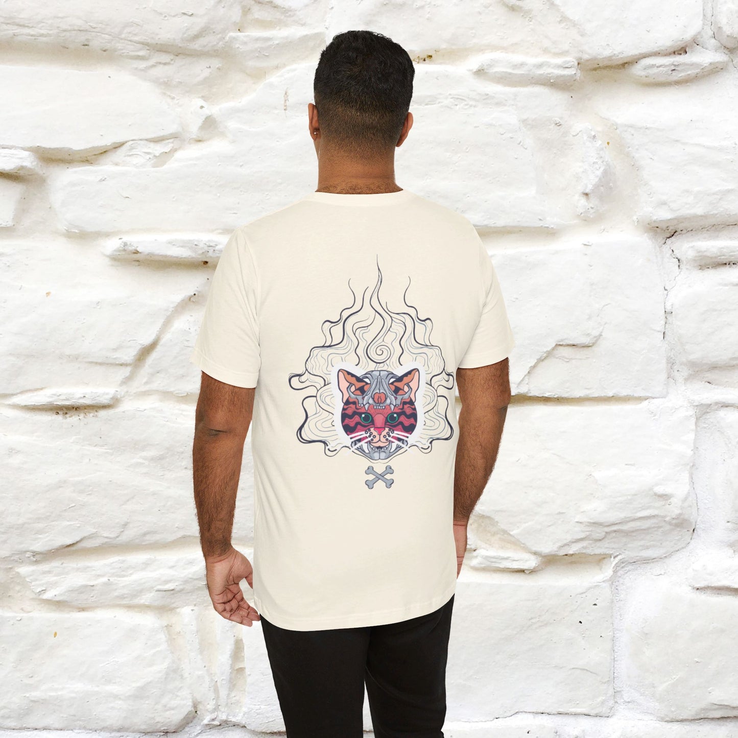 "Air Fire Cat" T-shirt for Men  Front and Back Design, 100% Cotton* - Nunu&Miao Studio