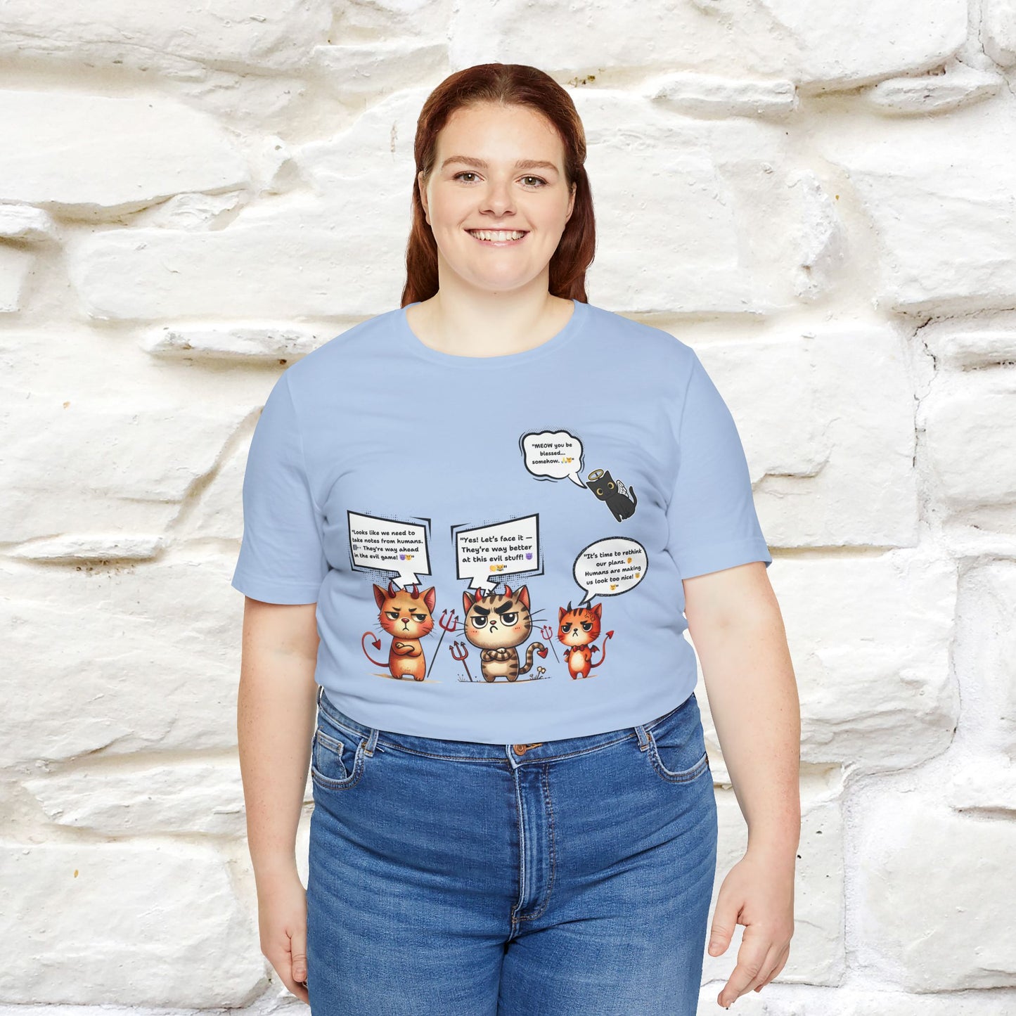 "Humans Are Way Ahead In The Evil Game! 😈😼" Cat  T-shirt |Nunu&Miao Studio
