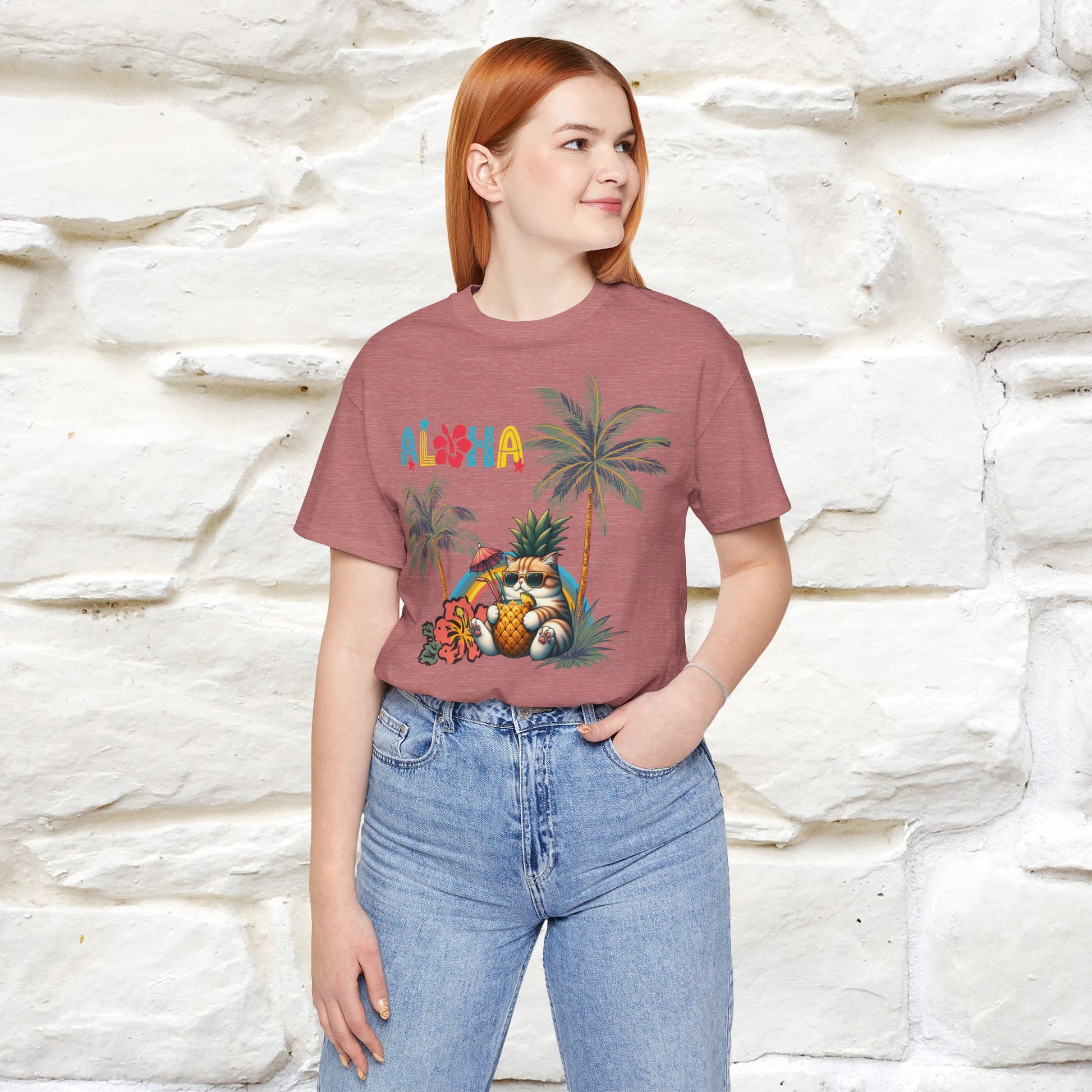 ''Aloha'' Cat T-shirt for Women 100% Cotton* - Nunu&Miao Studio