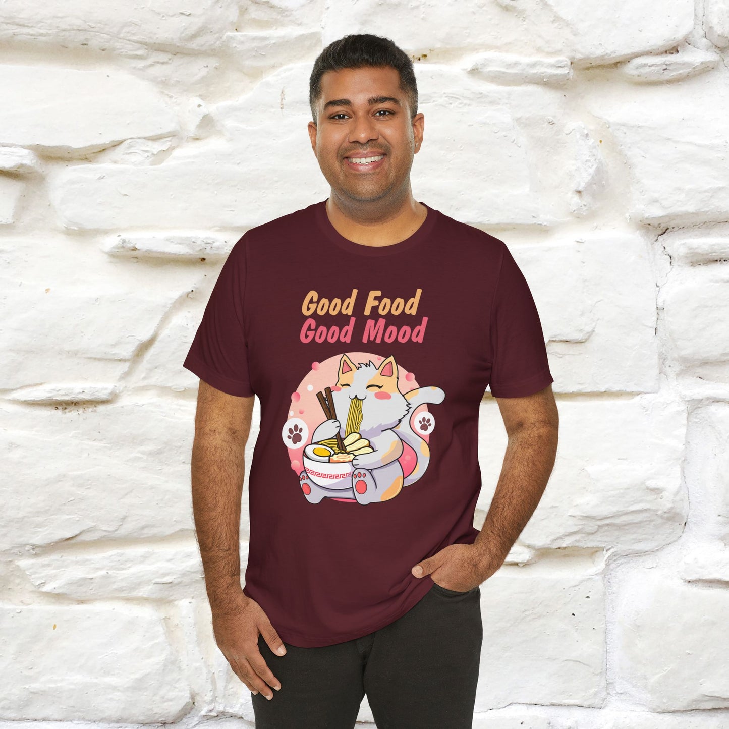 "Good Food Good Mood" Cat T-shirt for Men & Women | 100% Cotton*