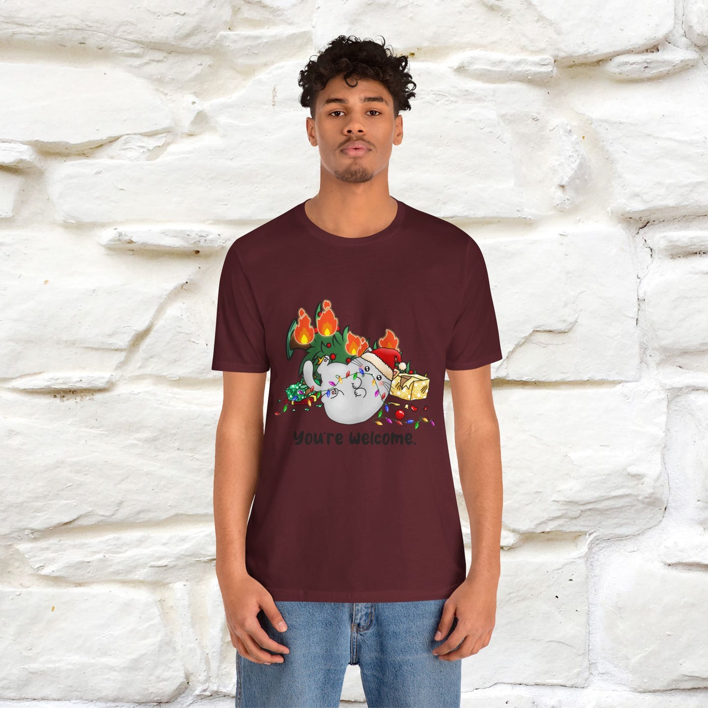 You're Welcome | Sarcastic Cat Christmas Shirt for Men & Women | 100% Cotton*