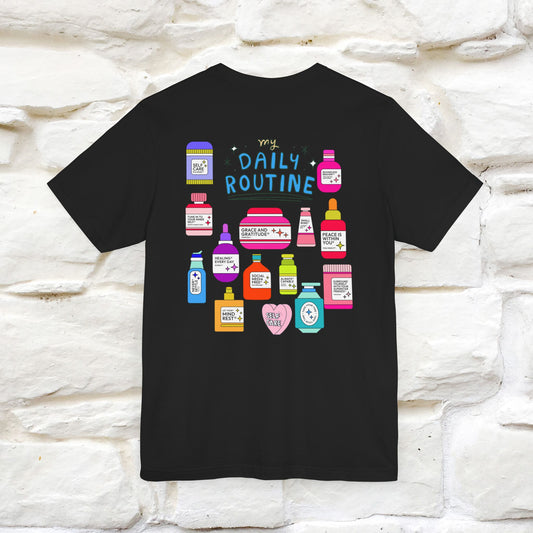 Boost Your Immunity: My Daily Routine Cat T-Shirt | Unisex Front & Back Design | 100% Cotton