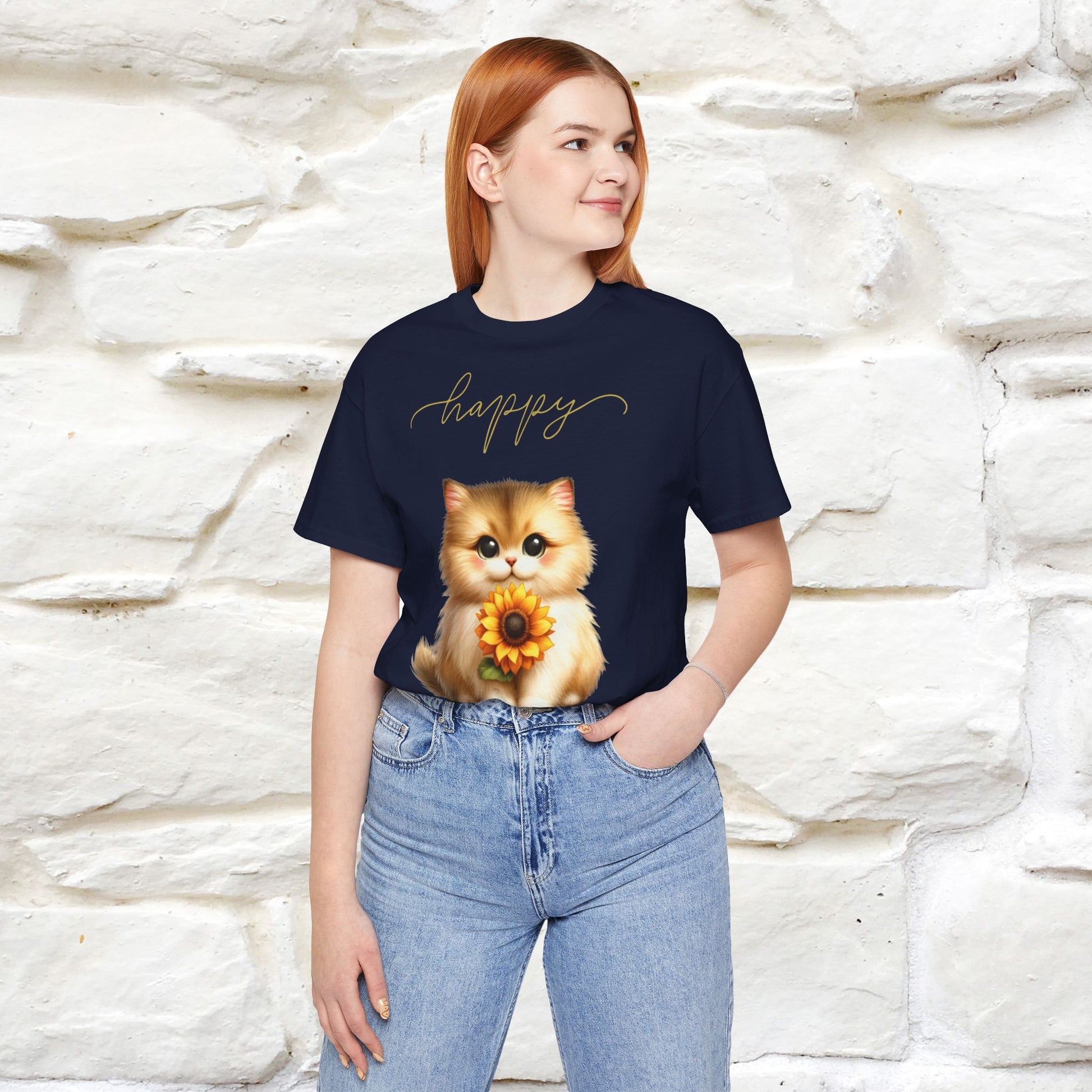 ''Happy'' Cat T-shirt for Women 100% Cotton* - Nunu&Miao Studio