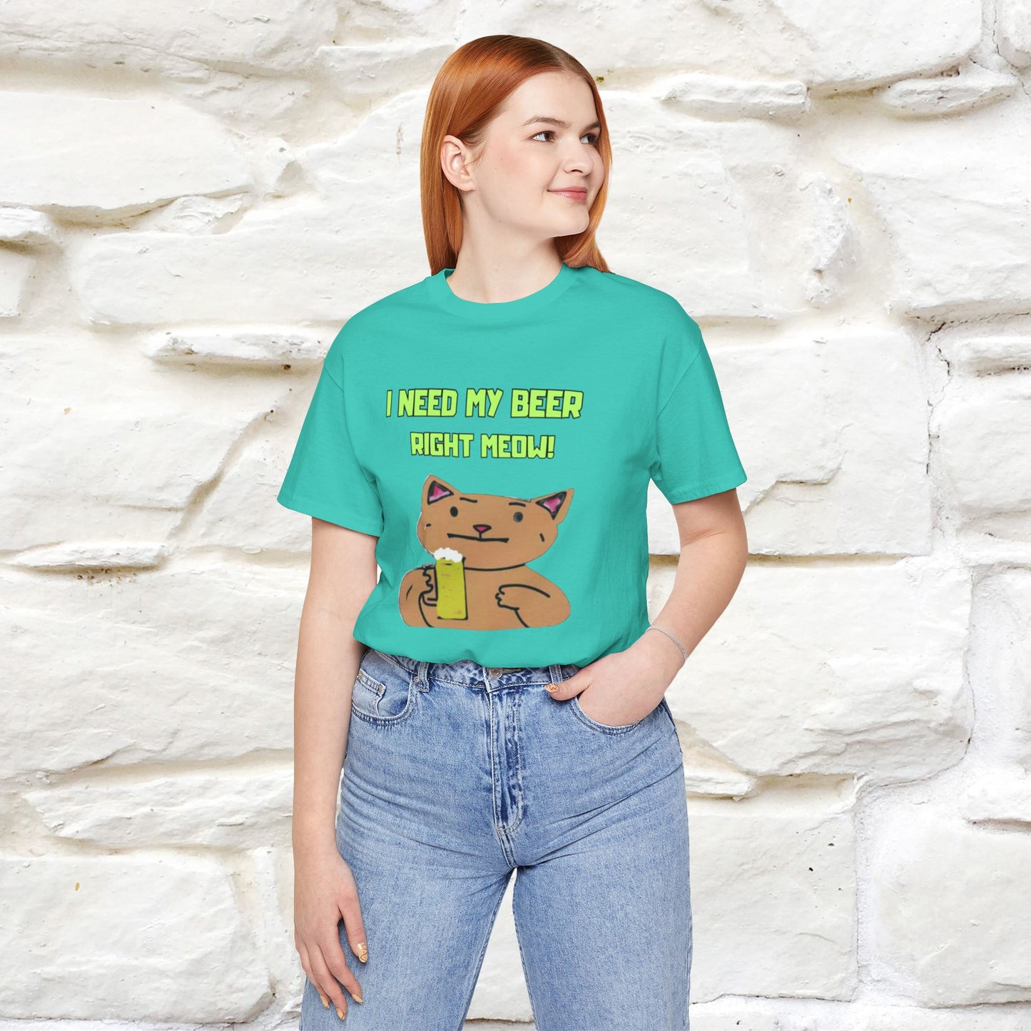 "I Need My Beer Right Meow!" Cat  T-shirt |Nunu&Miao Studio