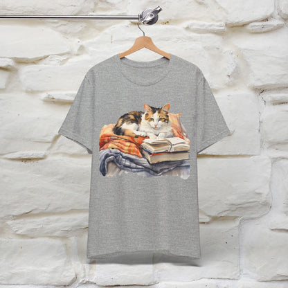 "Literary Catnap" T-shirt for Women 100% Cotton* - Nunu&Miao Studio