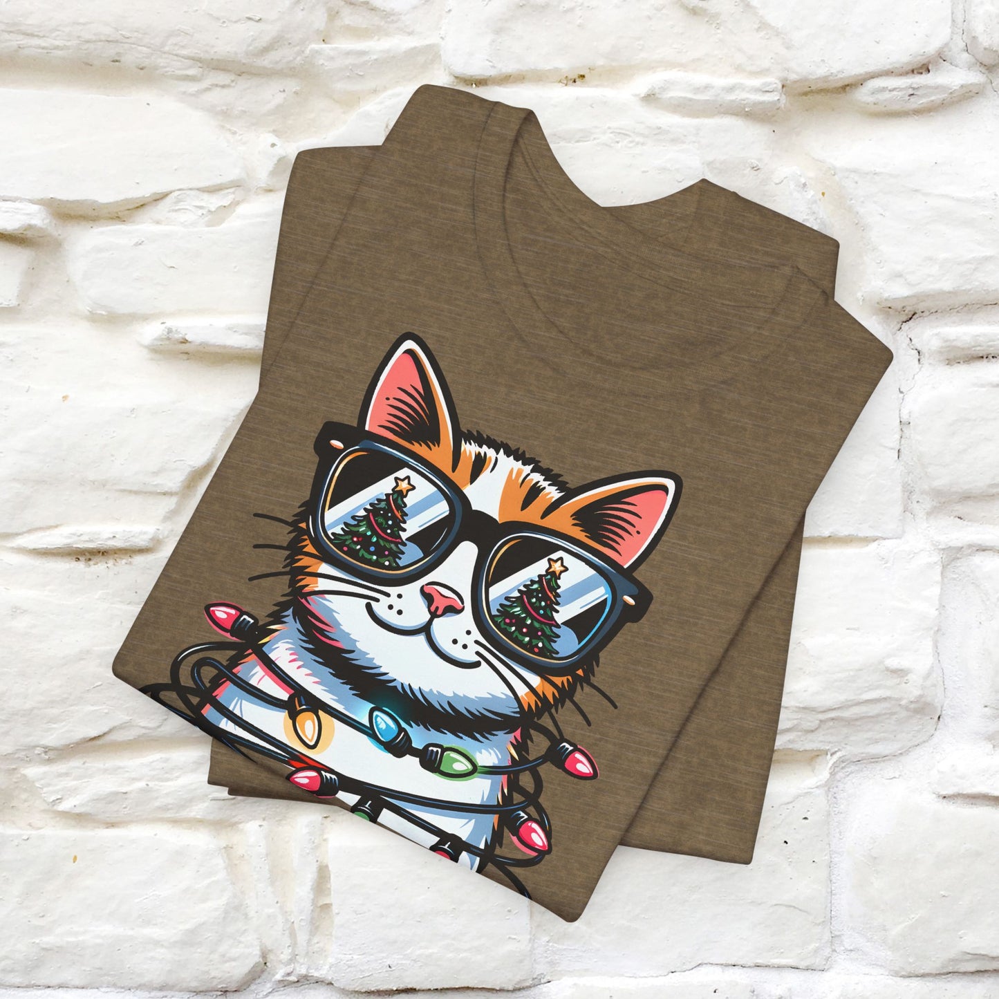 Meowy Christmas T-Shirt | Festive Cat Christmas Shirt for Men & Women | 100% Cotton