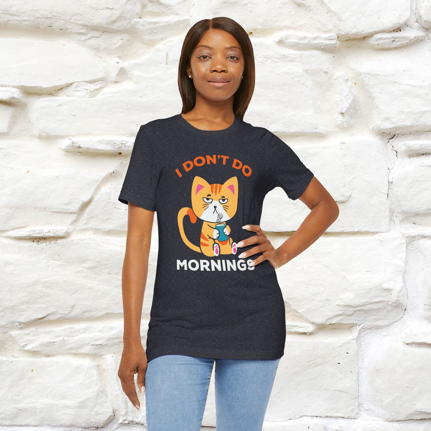 ''I Don't Do Mornings''  Cat T-shirt for Men and Women 100% Cotton*