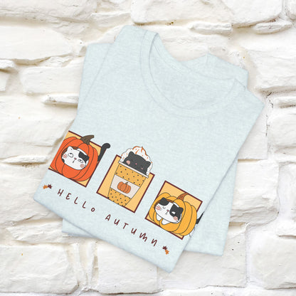 "Hello Autumn" Cat T-Shirt for Men & Women | 100% Cotton* | Seasonal Feline Fashion