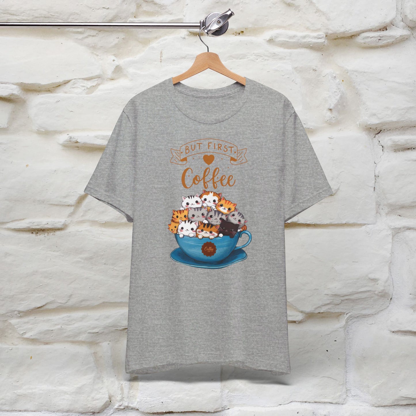 ''But First Coffe Time'' Cat T-shirt for Women 100% Cotton* - Nunu&Miao Studio