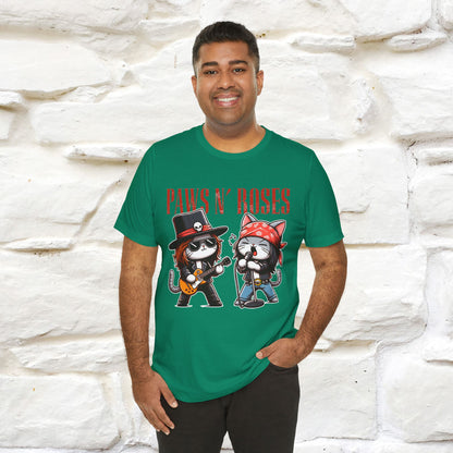 Paws N' Roses T-Shirt | Rock-Inspired Cat Lover  | Nunu&Miao Studio - Nunu&Miao Studio