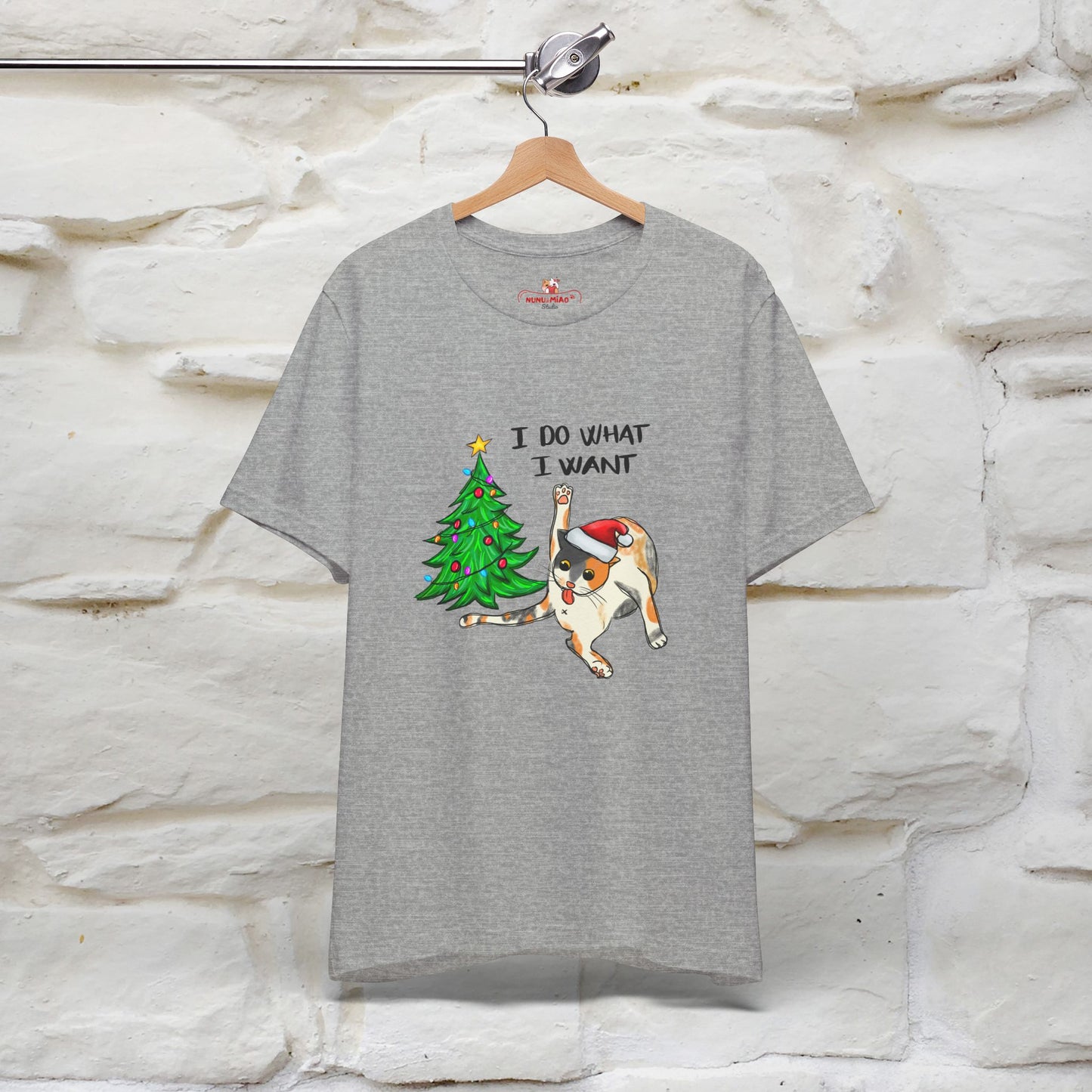 I Do What I want Funny T-Shirt | Festive Cat Christmas Shirt for Men & Women | 100% Cotton*