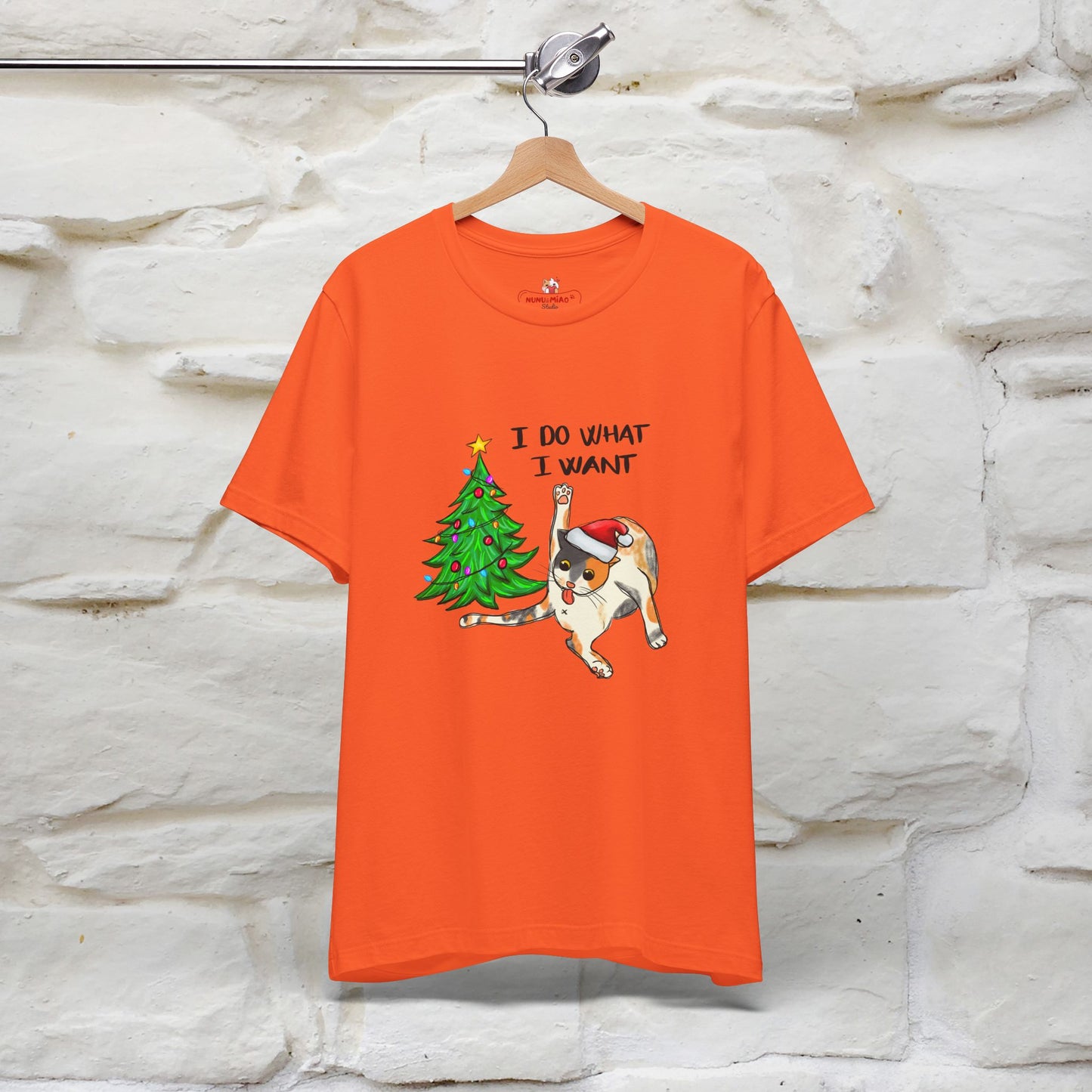 I Do What I want Funny T-Shirt | Festive Cat Christmas Shirt for Men & Women | 100% Cotton*