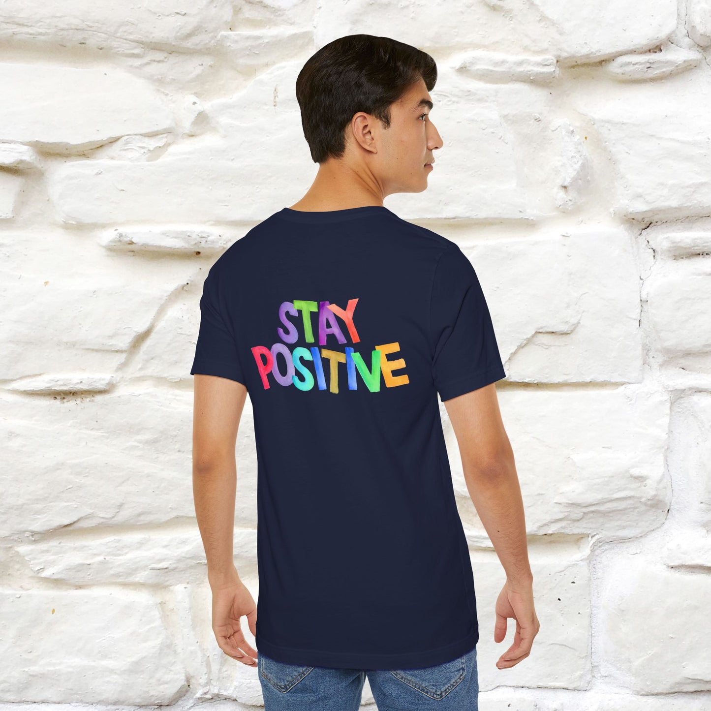 "Stay Positive'' Cat T-Shirt | Front & Back Design | Nunu&Miao Studio