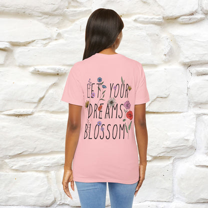 "Let Your Dreams Blossom'' Cat T-Shirt Front and Back Design | Nunu&Miao Studio
