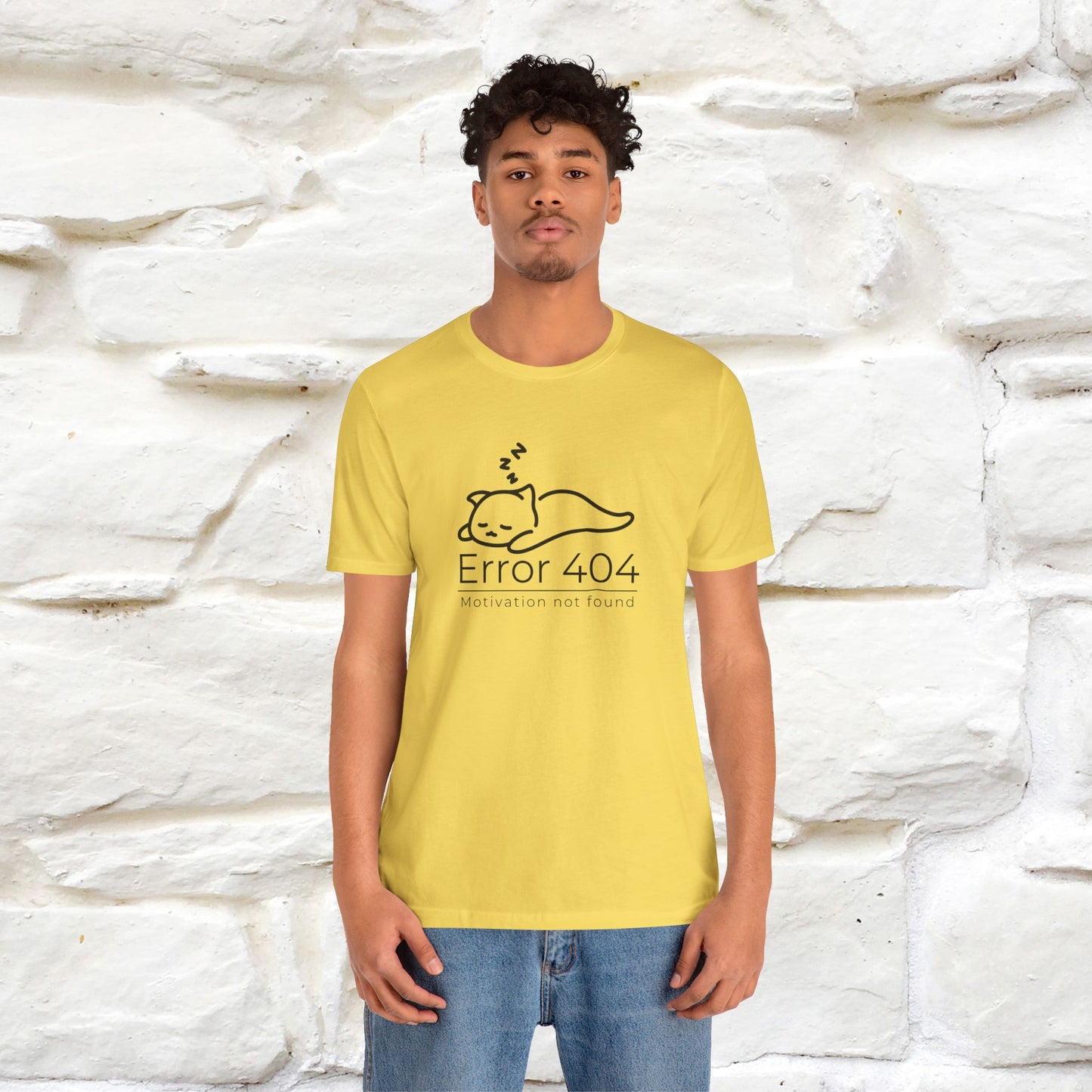 ''Error 404 Motivation Not Found'' Cat T-Shirt Front and Back Design | Nunu&Miao Studio