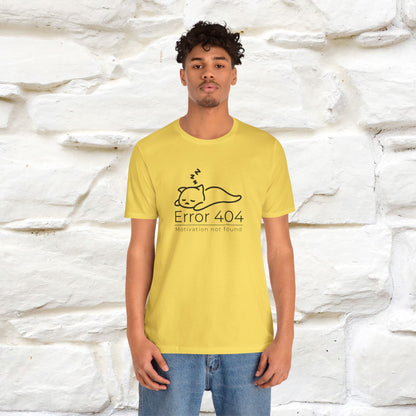 ''Error 404 Motivation Not Found'' Cat T-Shirt Front and Back Design | Nunu&Miao Studio