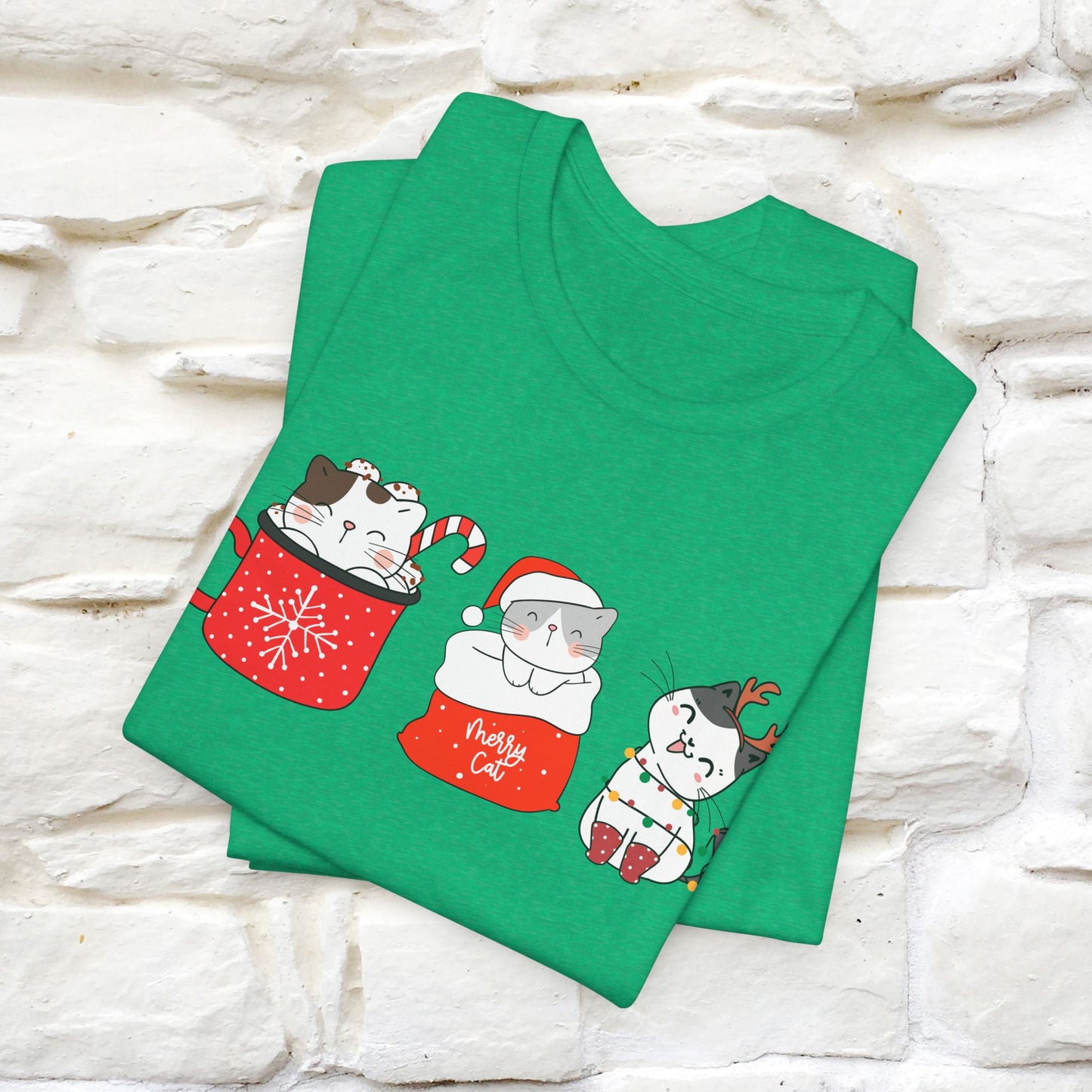 Sweet Cute Christmas Cat T-Shirt | Adorable Holiday Cat Shirt for Men & Women | 100% Cotton*