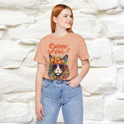 ''Summer Vibes'' Cat T-shirt for Women 100% Cotton* - Nunu&Miao Studio