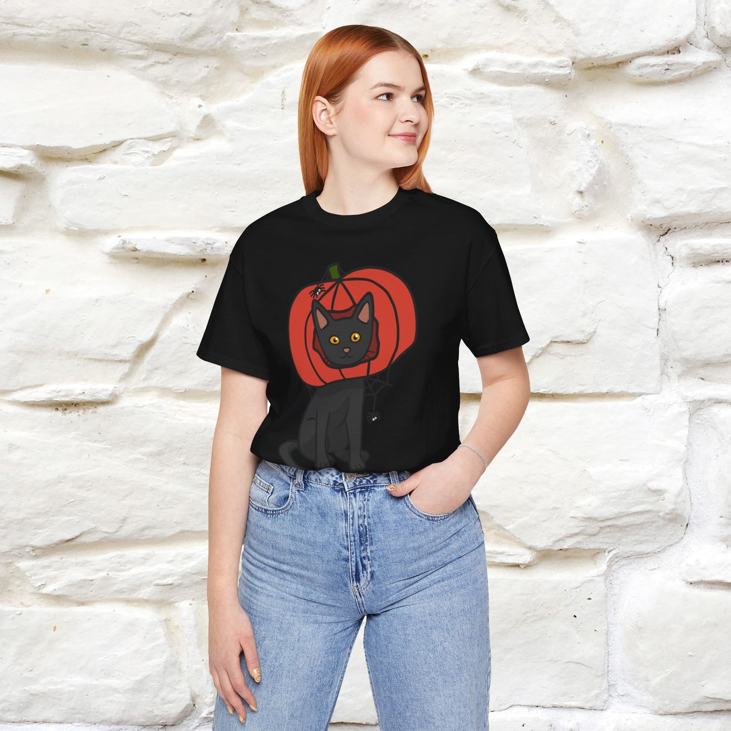 ''Black Cat And The Pumkin'' Unisex T-shirt 100% Cotton*