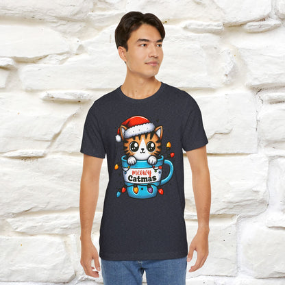 Meowy Catmas T-Shirt | Festive Cat Christmas Shirt for Men & Women | 100% Cotton