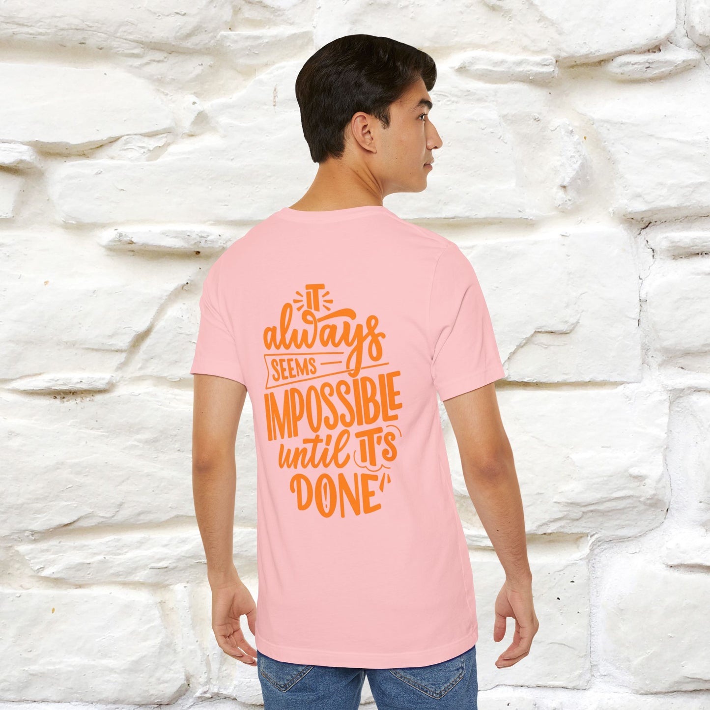 "It Always Seems Impossible Until It’s Done" Cat T-Shirt| Front & Back Design | Nunu&Miao Studio