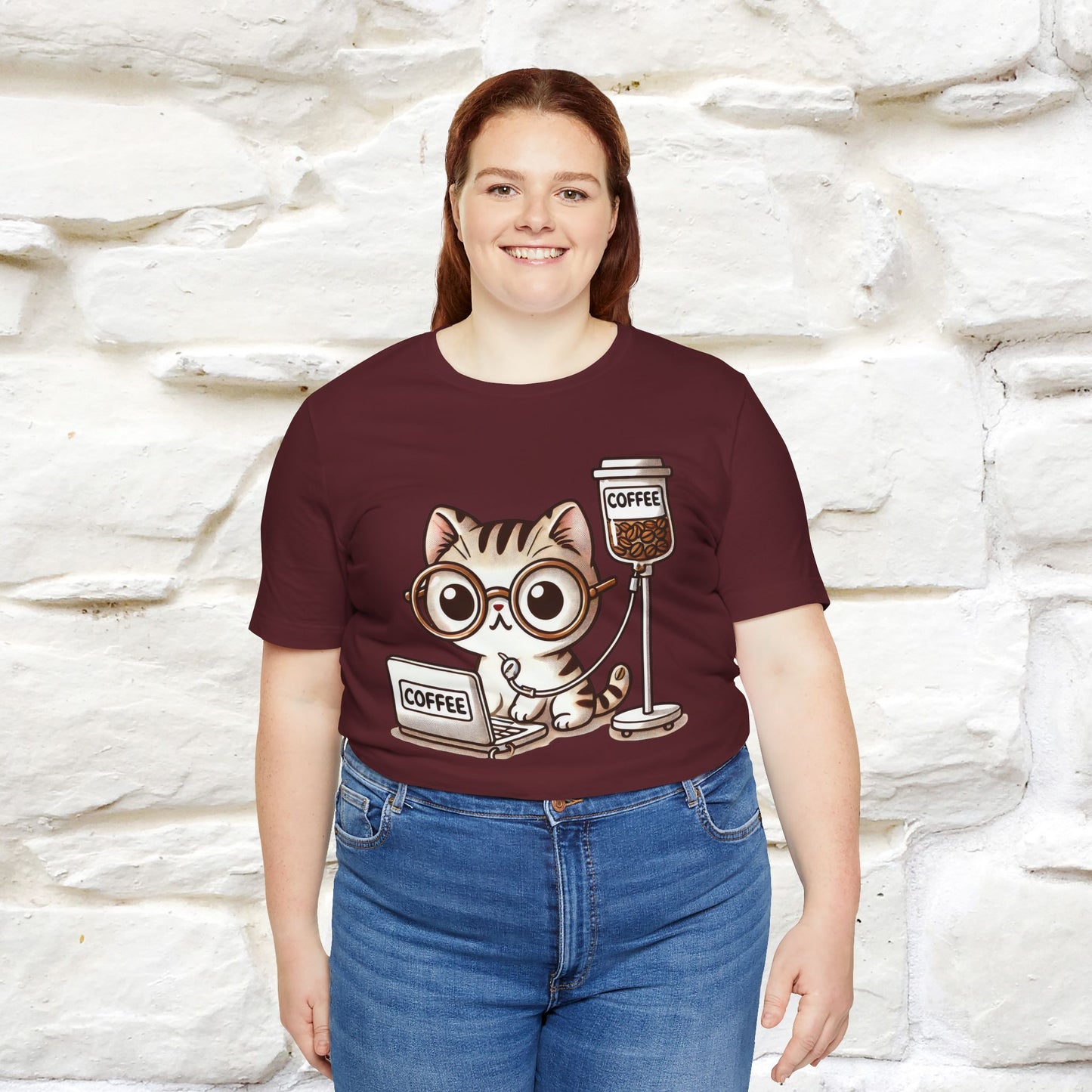 "Coffee Runs Through My Veins" Cat T-shirt for Men & Women | 100% Cotton* | Cat Lover Tee