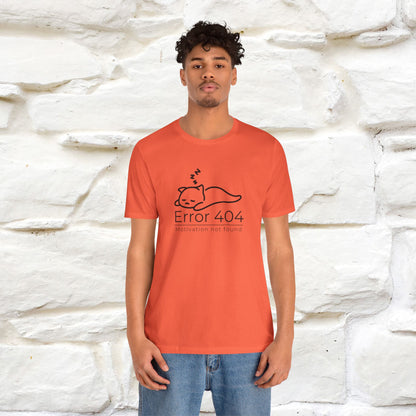 ''Error 404 Motivation Not Found'' Cat T-Shirt Front and Back Design | Nunu&Miao Studio