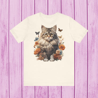 ''Floral Feline Fantasy'' Cat T-shirt for Women 100% Cotton*