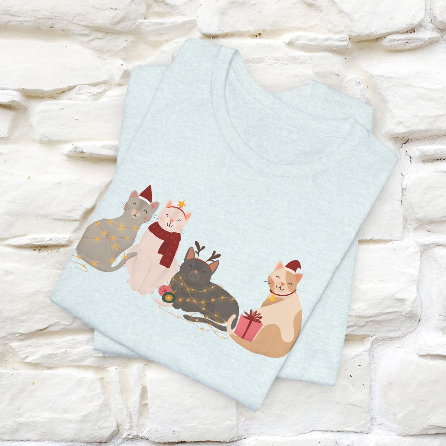 “Cat Family Christmas T-Shirt | Festive Cat Shirt for Men & Women | 100% Cotton”