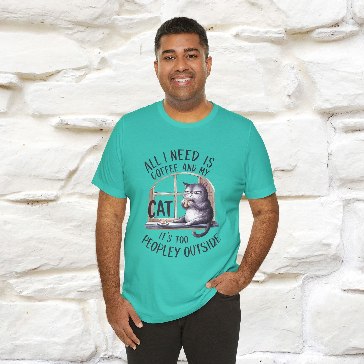 ''All I Need Is Coffee and My Cat, It's Too Peopley Outside''| Cat T-Shirt | Nunu&Miao Studio