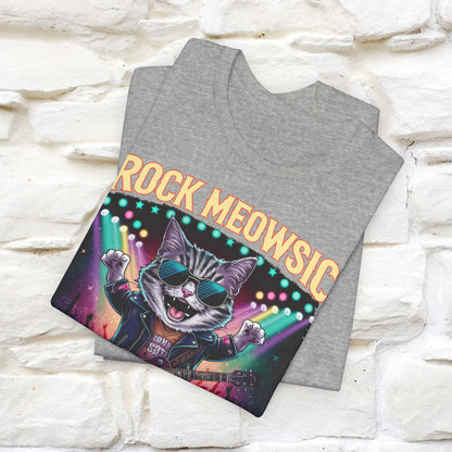 Rock Meowsic Catitude On Stage T-Shirt | Rocker Cat Tee for Men & Women | 100% Cotton*