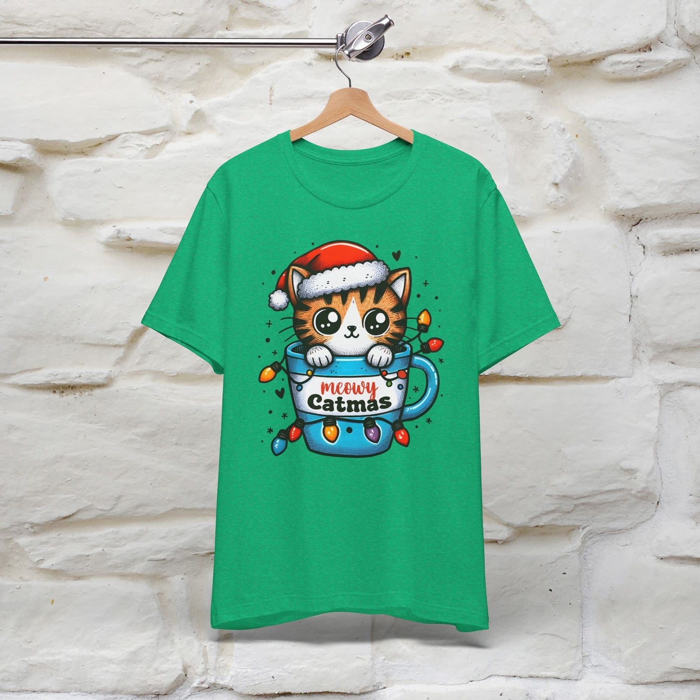 Meowy Catmas T-Shirt | Festive Cat Christmas Shirt for Men & Women | 100% Cotton