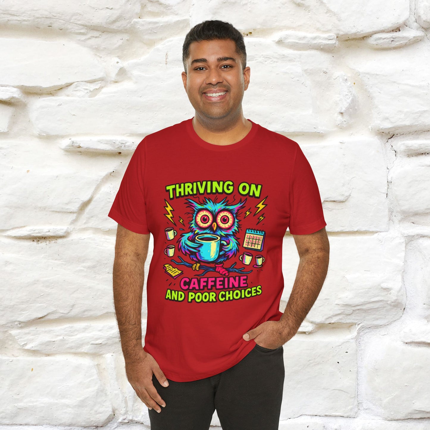 ''Thriving On Caffeine And Poor Choices''|  Sarcastic Cat T-Shirt | Nunu&Miao Studio