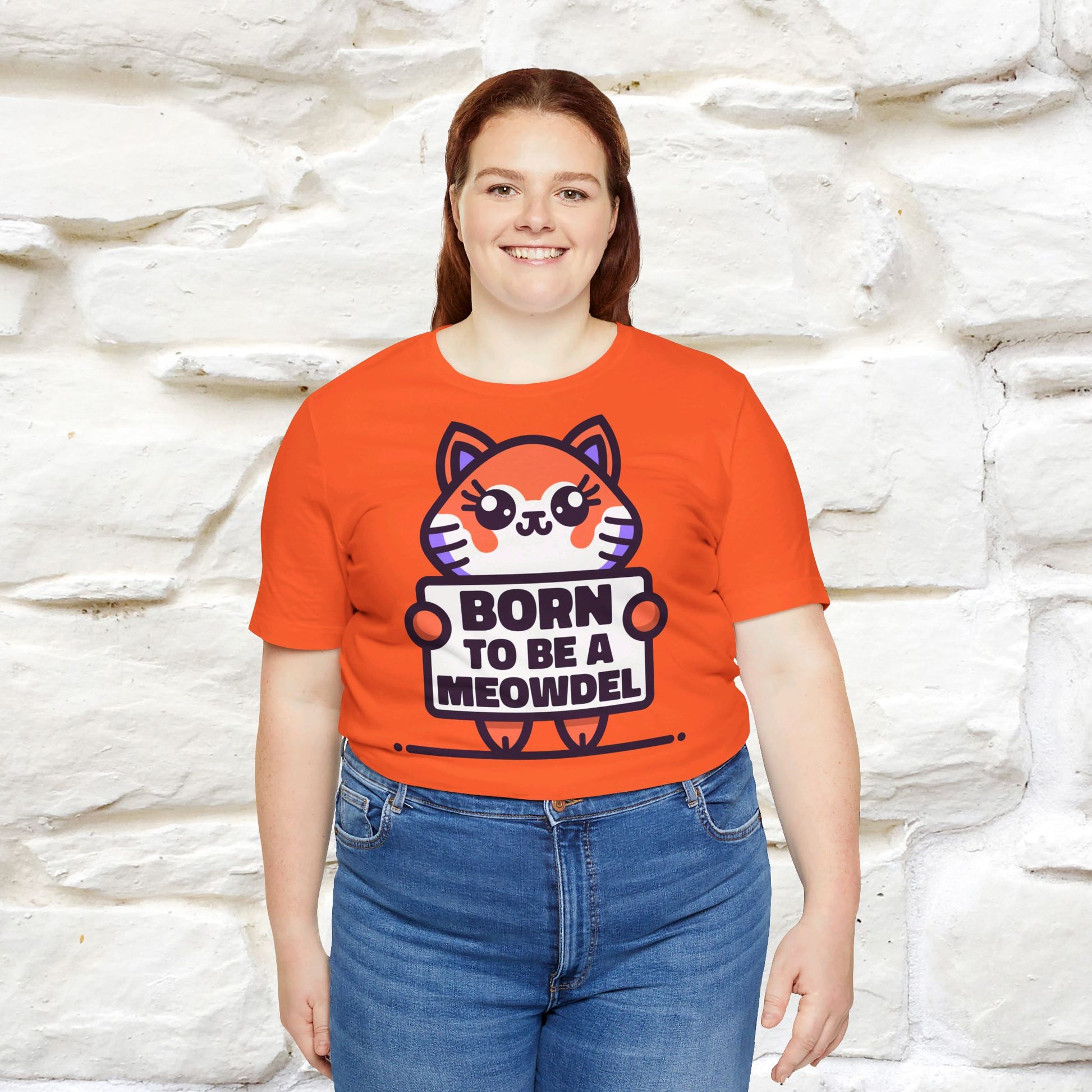 ''Born To Be A Meowdel''  Cat T-shirt for Women 100% Cotton* - Nunu&Miao Studio