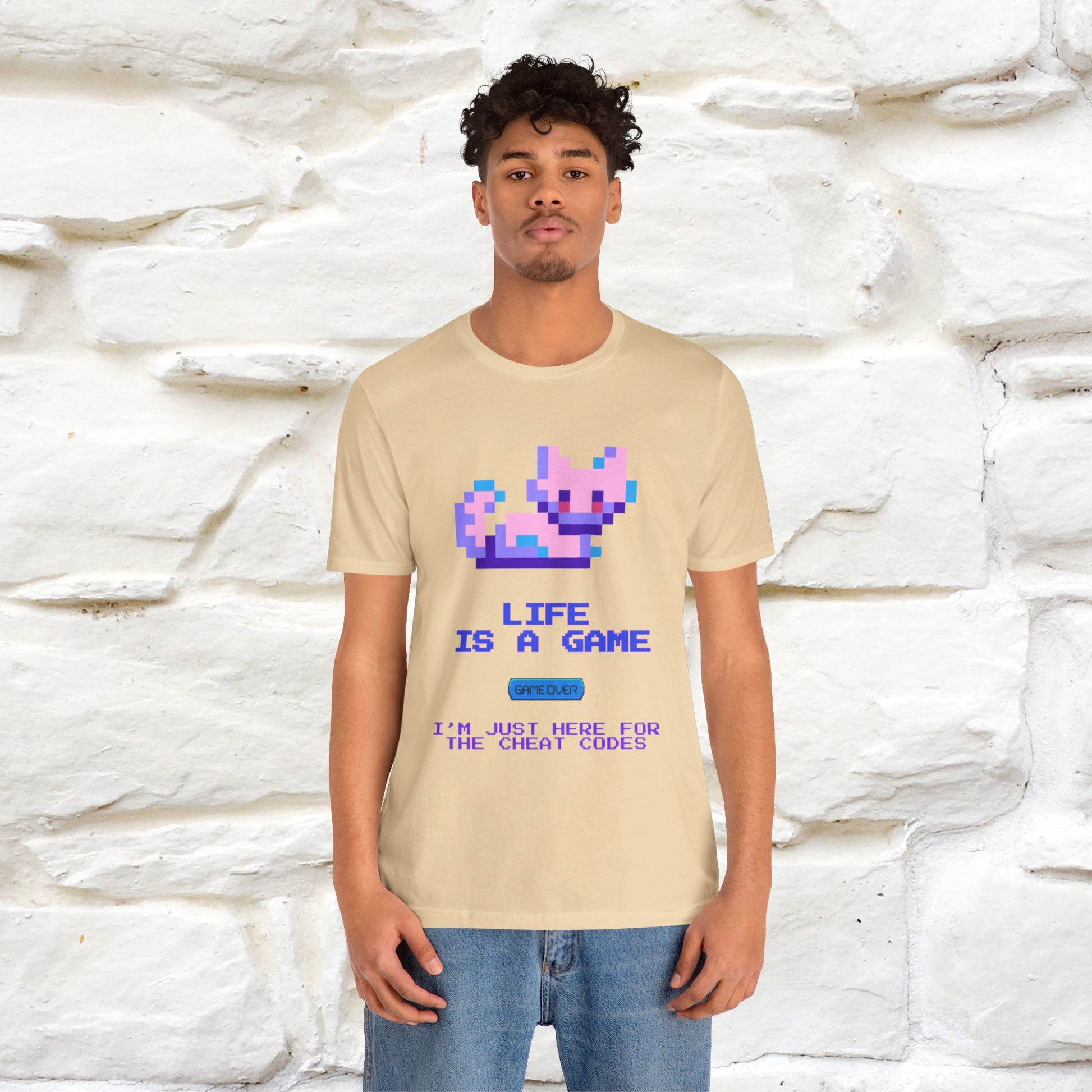 "Life Is A Game, I Am Just Here Fo The Cheat Code" Funny Cat T-Shirt for Men & Women | 100% Cotton* - Nunu&Miao Studio
