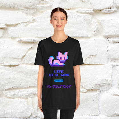 "Life Is A Game, I Am Just Here Fo The Cheat Code" Funny Cat T-Shirt for Men & Women | 100% Cotton* - Nunu&Miao Studio
