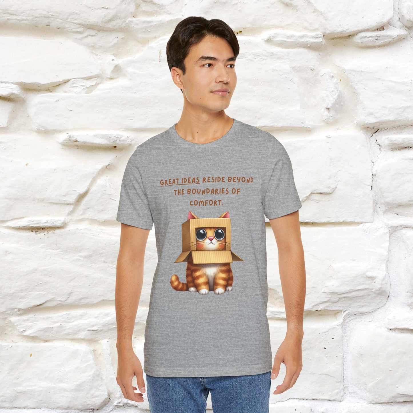 "Great Ideas Reside Beyond Boundaries of Comfort" Cat T-shirt for Men and women  | 100% Cotton*