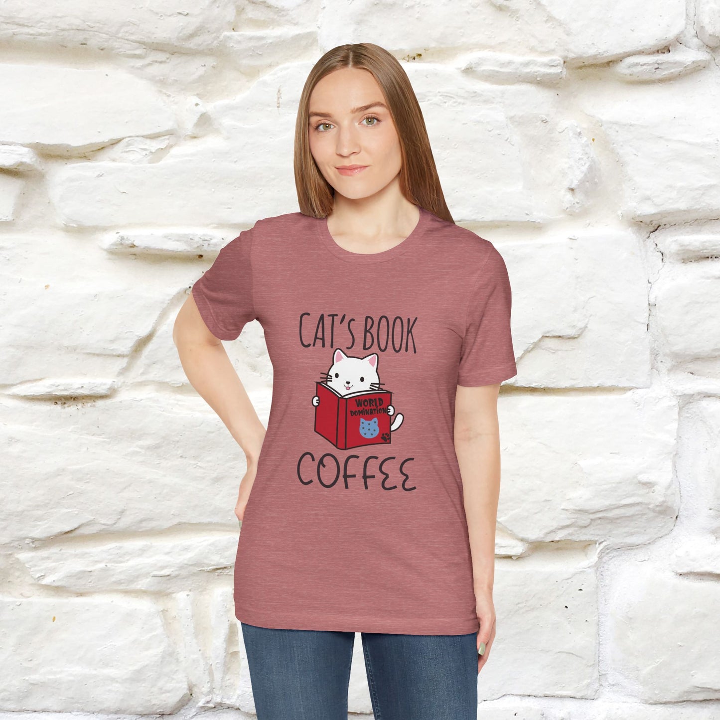 "Cat's Book Coffee" Cat T-Shirt for Men & Women | 100% Cotton* | Cozy Vibes for Book & Cat Lovers