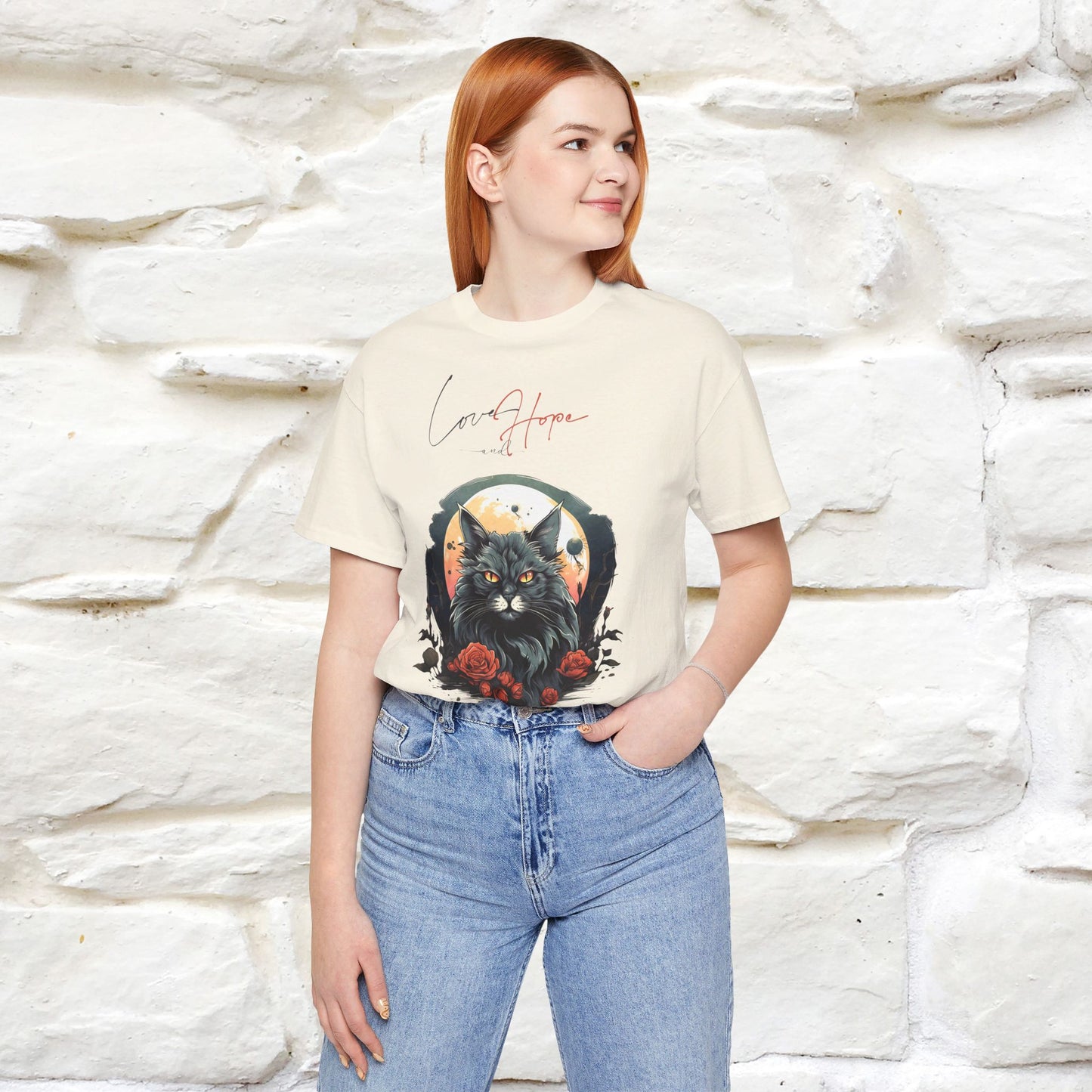 ''Love And Hope'' Cat T-shirt for Women 100% Cotton* - Nunu&Miao Studio