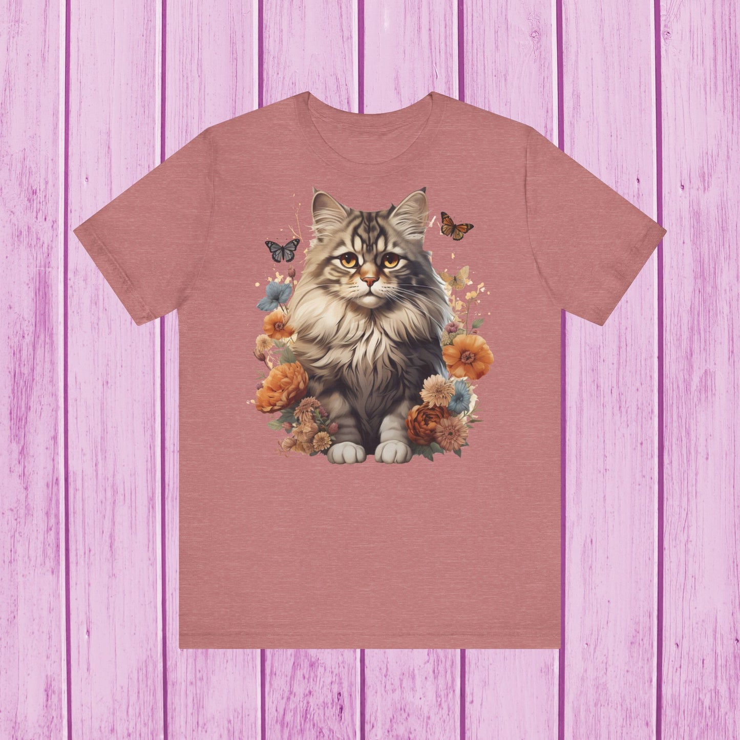 ''Floral Feline Fantasy'' Cat T-shirt for Women 100% Cotton*