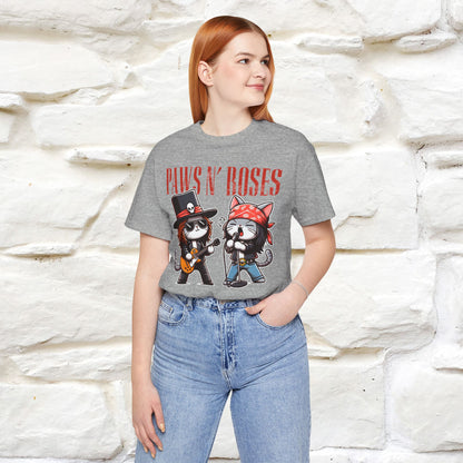 Paws N' Roses T-Shirt | Rock-Inspired Cat Lover Tee for Men & Women | 100% Cotton*