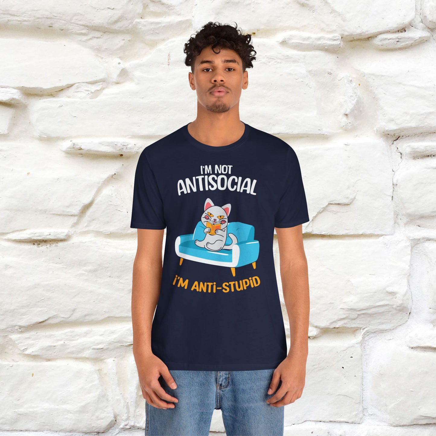 "I Am Not Antisocial, I’m Antistupid" Cat T-shirt for Men & Women | 100% Cotton* 🐾 | Funny Cat Lover Tee