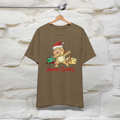 “Funny Santa Claws T-Shirt | Festive Cat Christmas Shirt for Men & Women | 100% Cotton*”