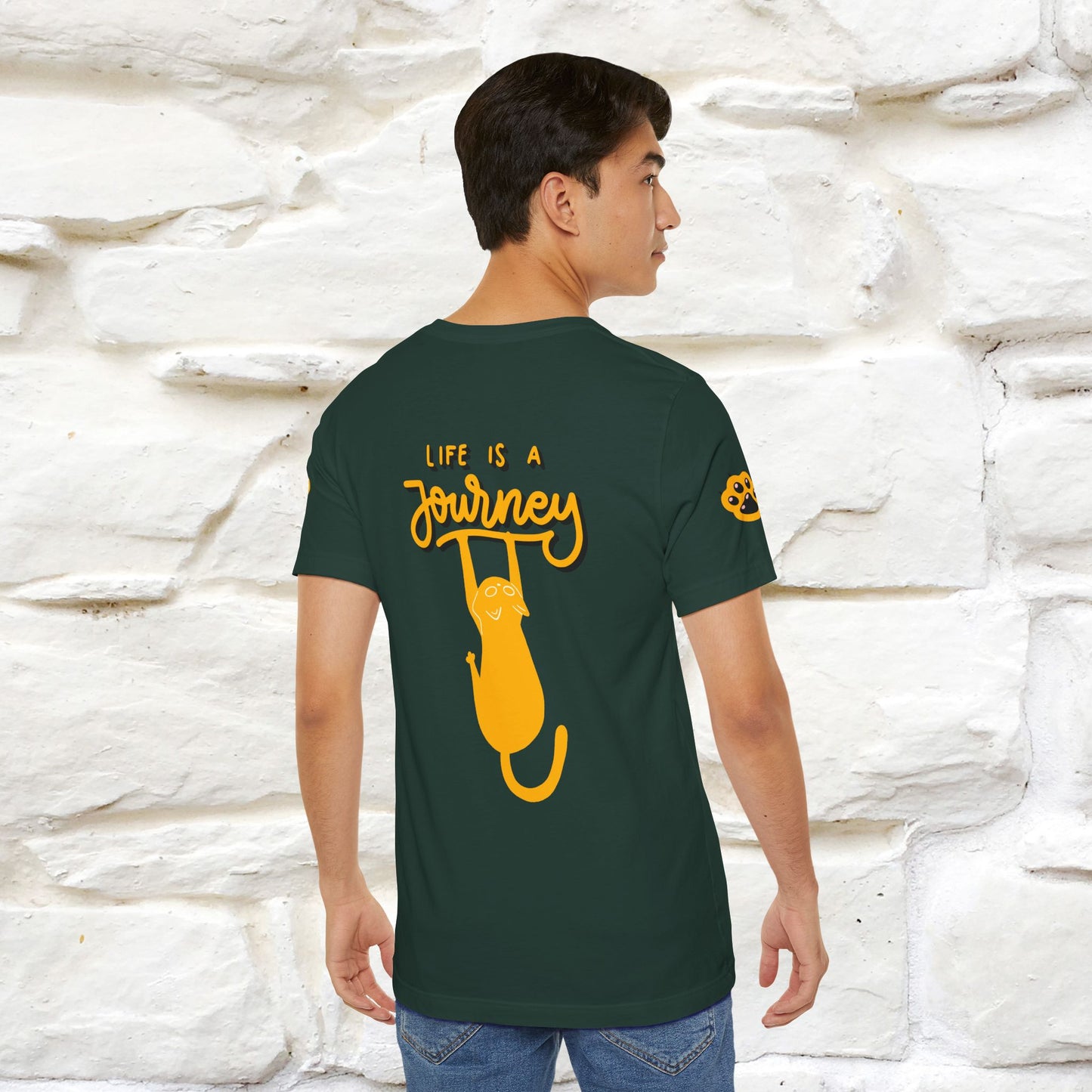 "Life Is A Journey'' Cat T-Shirt | Front & Back Design | Nunu&Miao Studio