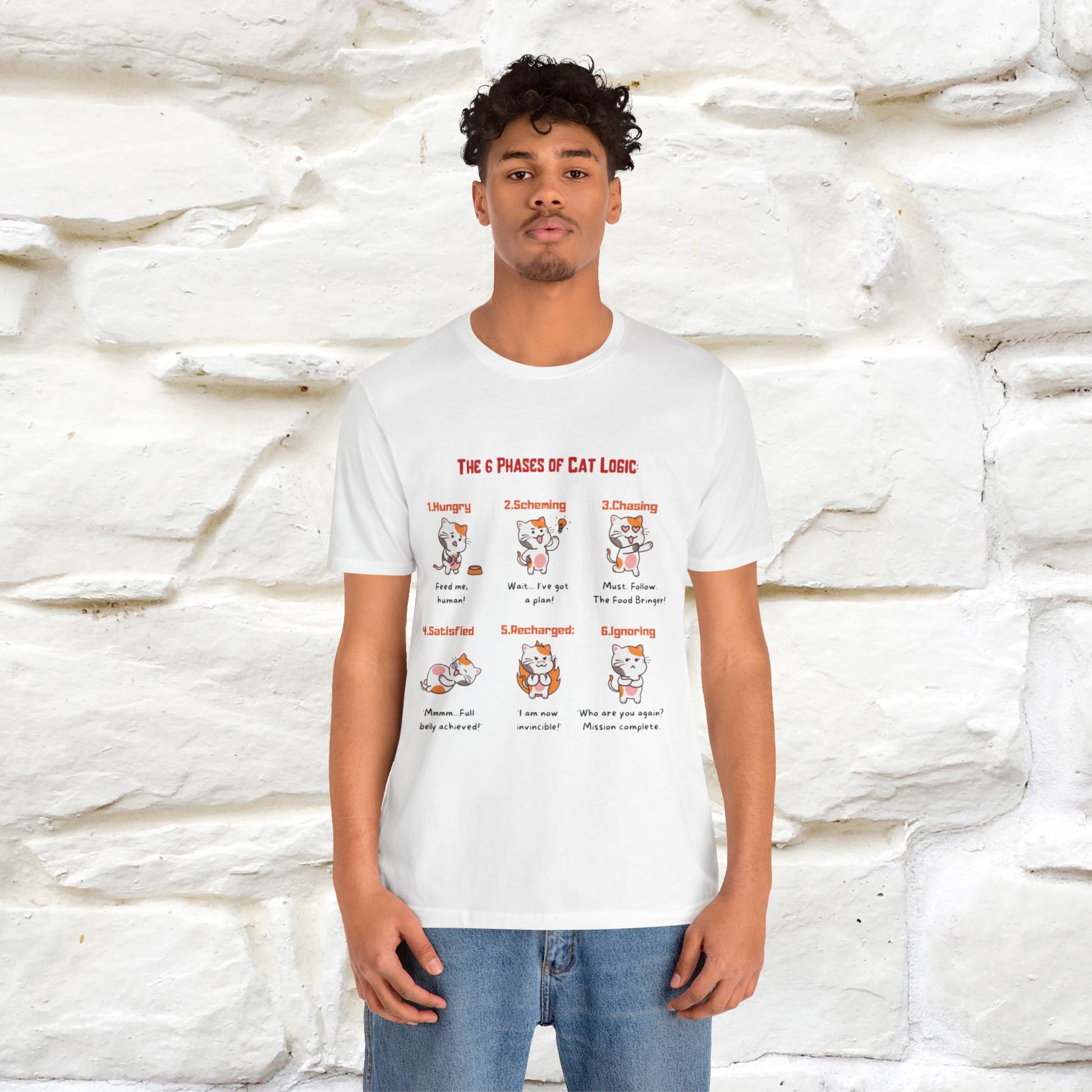 "The 6 Phases of Cat Logic" Hilarious Cat T-Shirt  | Nunu&Miao Studio - Nunu&Miao Studio