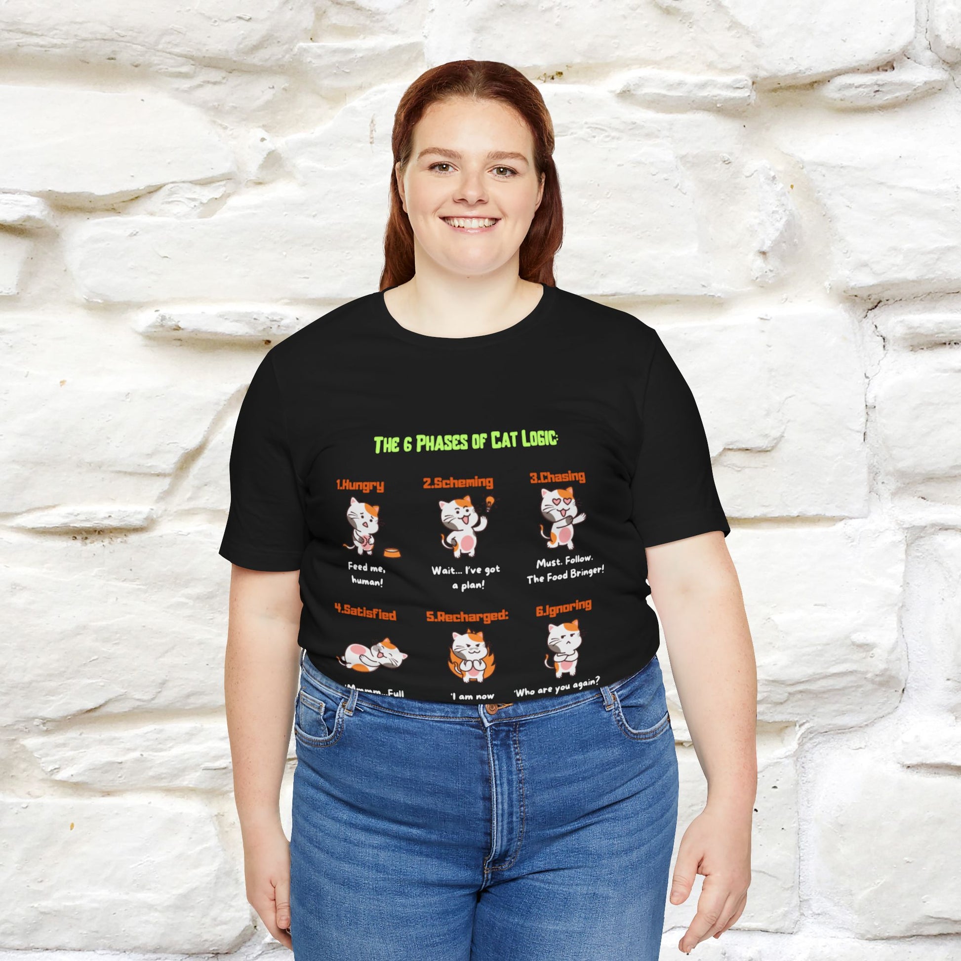 "The 6 Phases of Cat Logic" Hilarious Cat T-Shirt  | Nunu&Miao Studio - Nunu&Miao Studio
